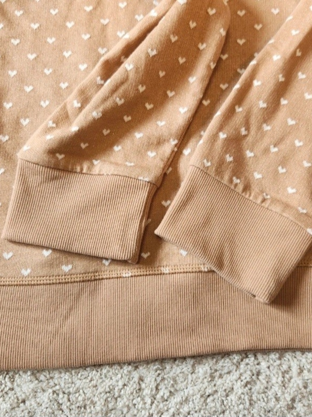 Tommy Hilfiger 100% Cotton Zip-up Tan Hoodie with Tiny White Heart Print - Picture 12 of 16